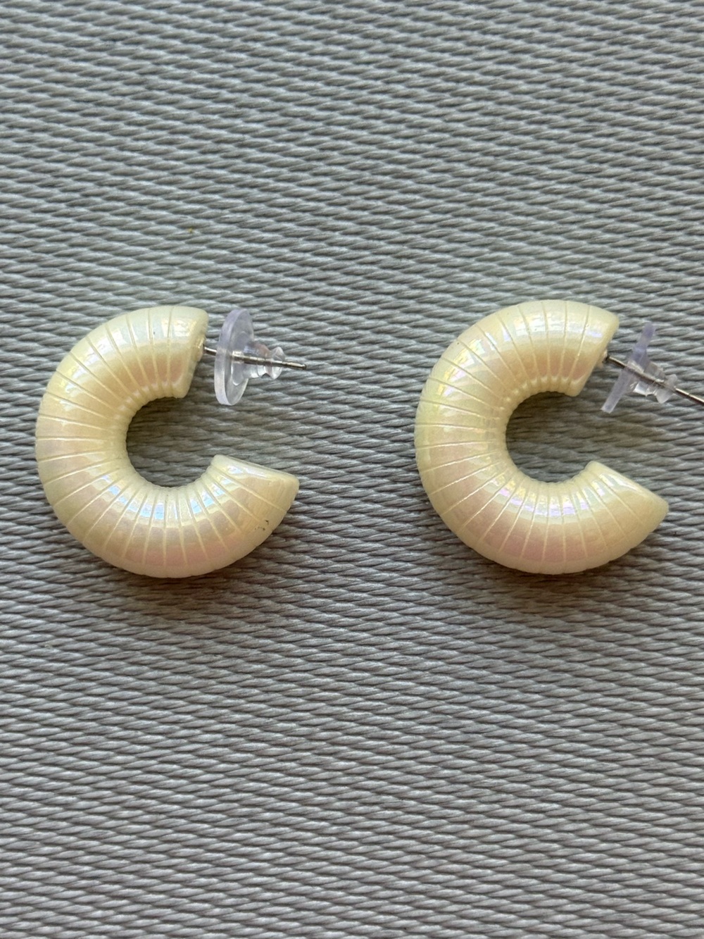 Pearlescent thick Cream Hoop Earrings